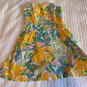 Lilly Pulitzer Women's Strapless Blossom Flare Mini Dress in Pink Lilet Size 2